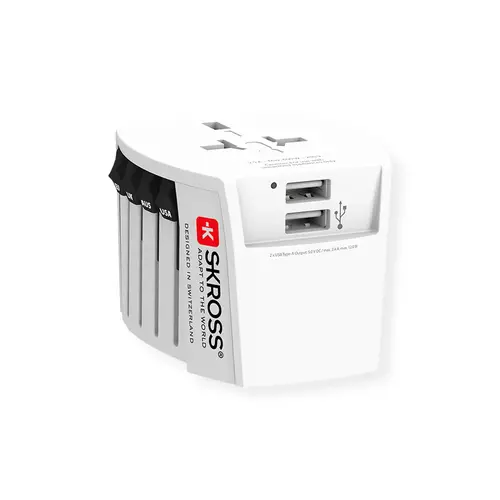 Skross Wereld Reisadapter met 2 USB Poorten