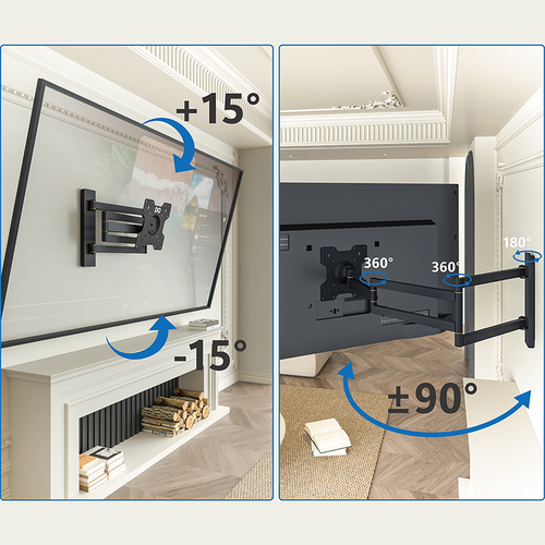 DQ Wall Support TV Beugel Rotate XL 108,5 cm - Zwart