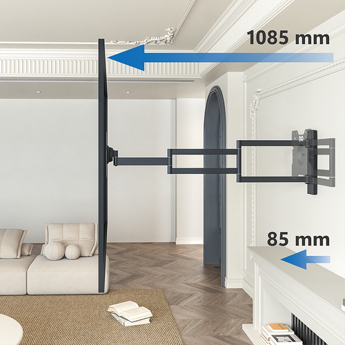 DQ Wall Support TV Beugel Rotate XL 108,5 cm - Zwart