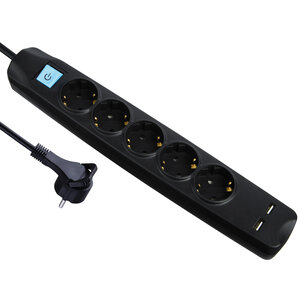 MaxTrack Stekkerdoos 5-Voudig -2x USB A - 5.0 meter