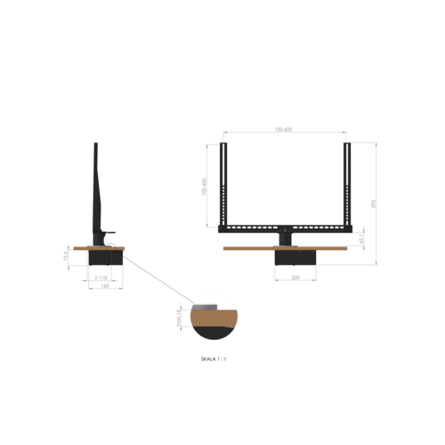 Sabaj Elektrische Inbouw TV tafelstandaard