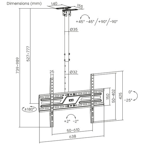 MyWall TV Plafondbeugel HD 10 L