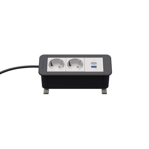 Kindermann CablePort Office desk 3-voudig 2x Stroom,  1xUSB lader (A+C)
