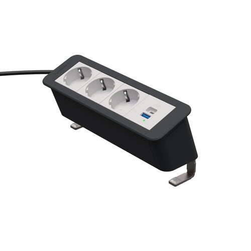Kindermann CablePort Office desk 4-voudig 3x Stroom,  1xUSB lader (A+C)