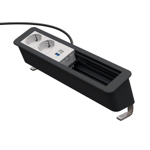 Kindermann CablePort Office Desk 6V 2x Stroom, 2x leeg, USB A+C lader Kindermann CablePort Office Desk 6V 2x Stroom, 2x leeg, USB A+C lader