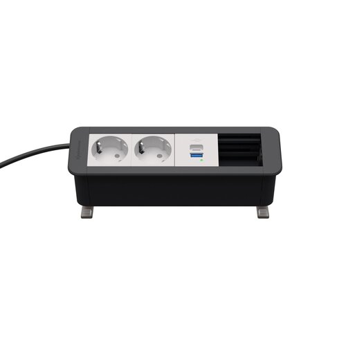 Kindermann CablePort Office Desk 4V 2x Stroom, USB A+C lader, 1x leeg (QC & PD)