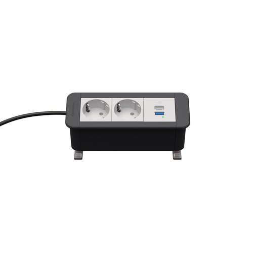 Kindermann CablePort Office desk 3-voudig 2x Stroom, 1xUSB lader A (QC) en C (PD) Kindermann CablePort Office desk 3-voudig 2x Stroom, 1xUSB lader A (QC) en C (PD)