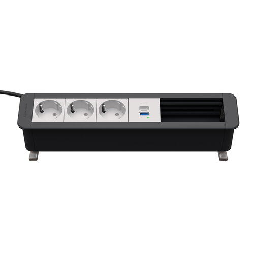 Kindermann CablePort Office Desk 6V 3x Stroom, USB A+C lader, 2x leeg