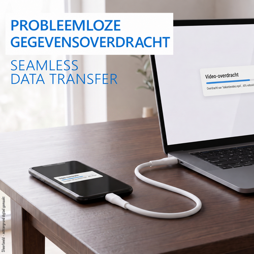 MaxTrack USB-C naar USB-C kabel 60W – 1.0 meter - Wit