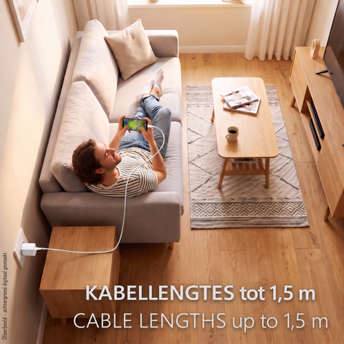 MaxTrack USB-C naar USB-C kabel 60W – 1.5 meter - Wit MaxTrack USB-C naar USB-C kabel 60W – 1.5 meter - Wit