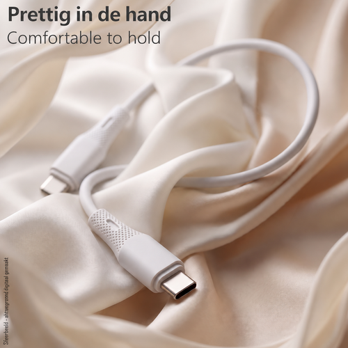 MaxTrack USB-C naar USB-C Kabel 100W met E-Marker – Soft-Touch Siliconen - Wit