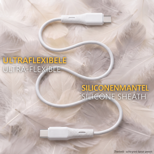 MaxTrack USB-C naar USB-C Kabel 100W met E-Marker – Soft-Touch Siliconen - Wit