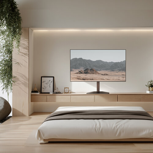 MyWall Universele TV Voet 32-77″ Draaibaar & Verstelbaar – Walnoot – myWall HP 128