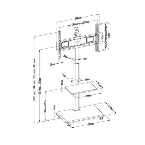 MyWall Verrijdbare TV Standaard 32-75″ Verstelbaar – Walnoot – myWall HP 130 L
