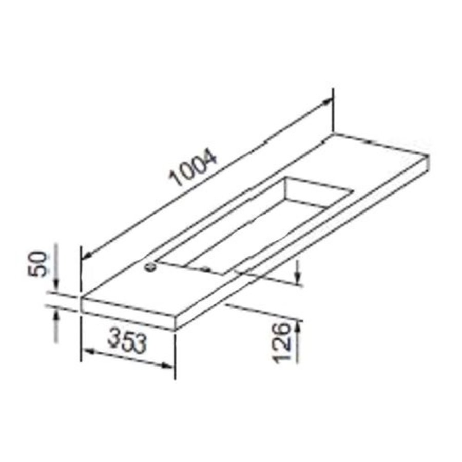 Wastafel Slim 100Cm Ondiep 35Cm Excl. Kraangat Glans Wit