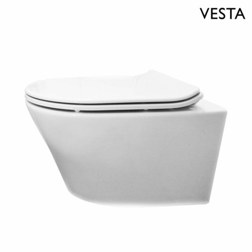 Hangtoilet Vesta Diepspoel Wit (Inclusief Flatline Zitting) 
