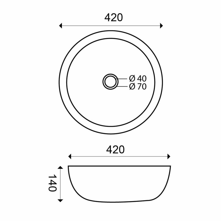 Opzetwastafel Hamerslag Hardsteen Rond 41X14 Cm