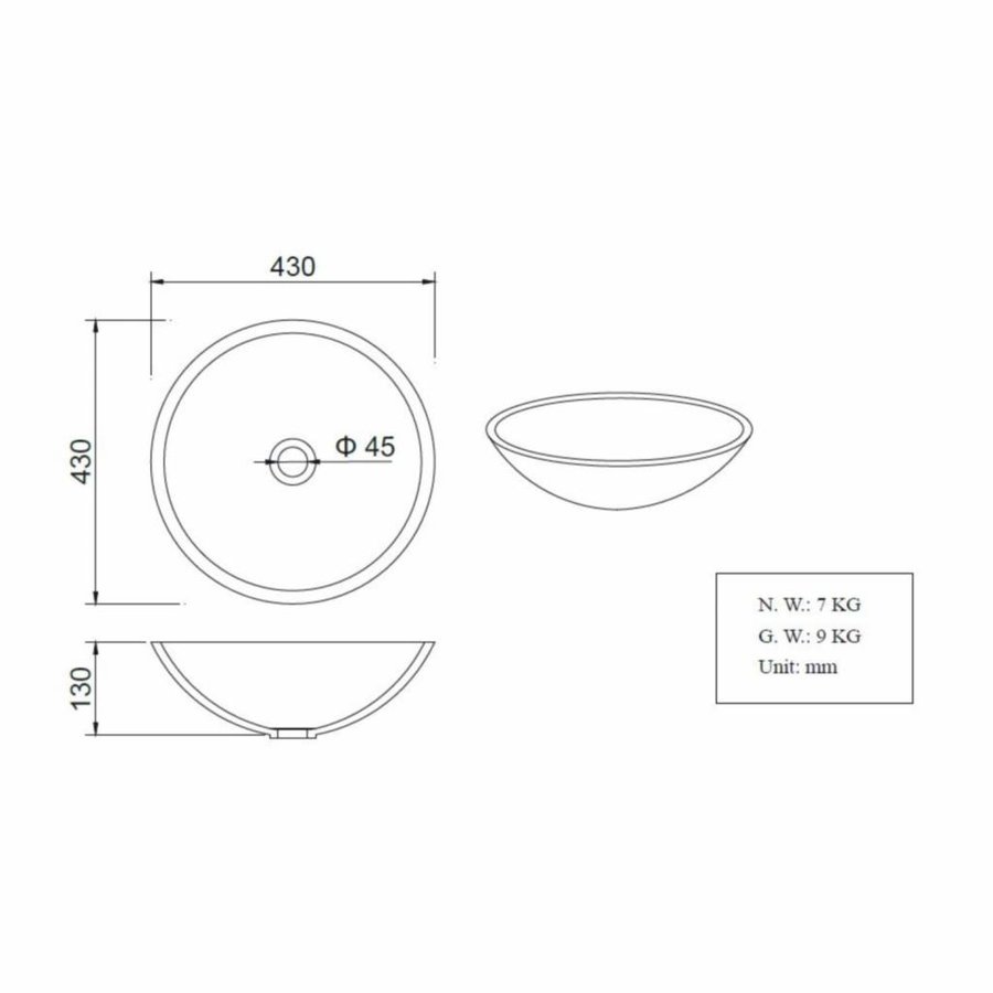 Opzetfontein Solid Surface Rond 43X43X13 Cm