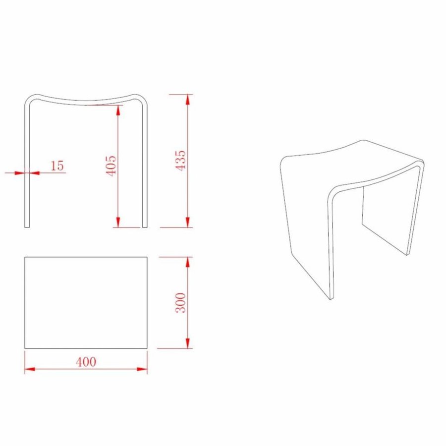 Badkamer Kruk Solid Surface 40X30X42.5 Cm Wit
