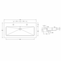 Wastafel Keramiek 60, 80,100,120 Cm (0,1 Of 2 Kraangaten)