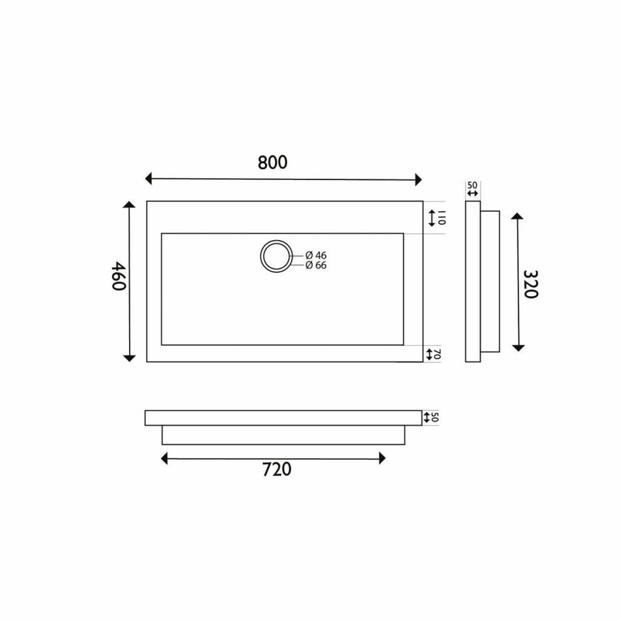 Wastafel Hardsteen 60, 80,100,120 Cm (0,1 Of 2 Kraangaten)