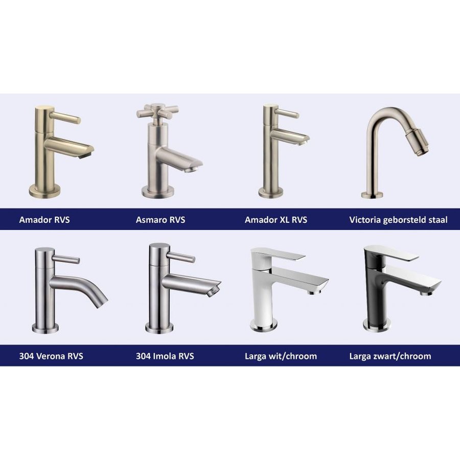 Fonteinset Versus Links Mat Wit Rvs (Keuze Uit 8 Kranen)