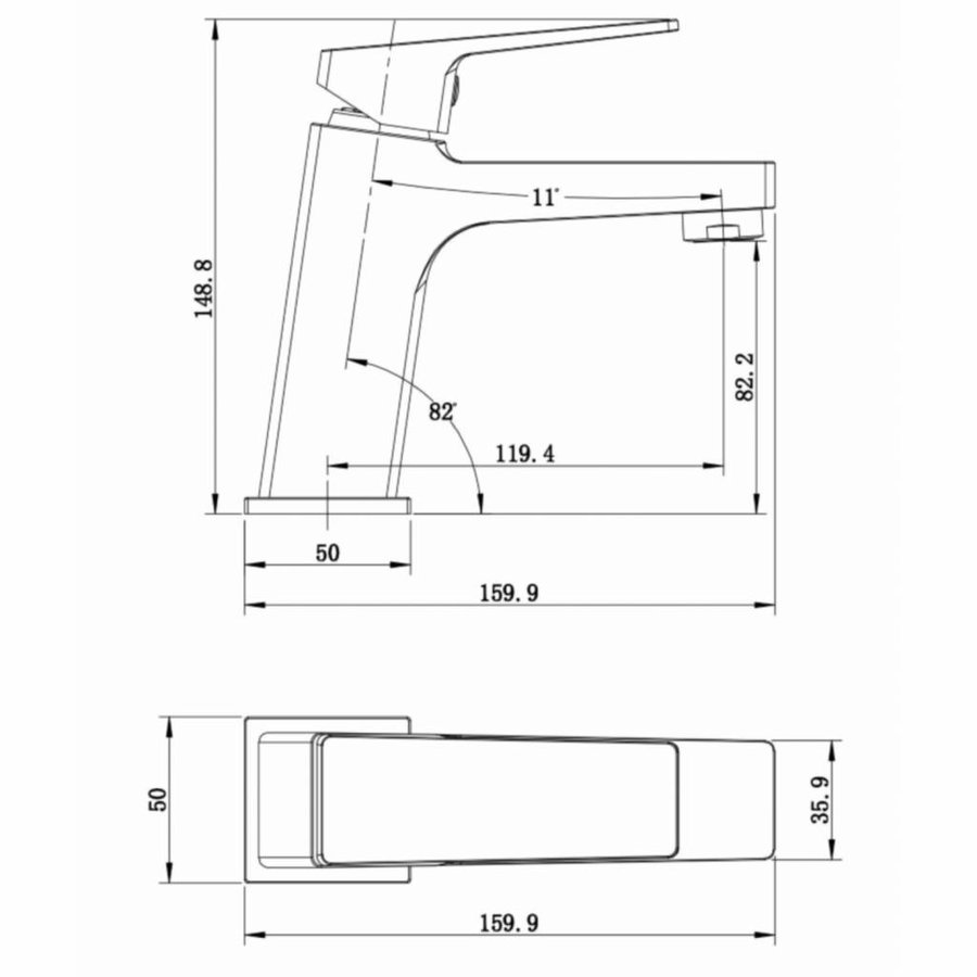 Wastafelmengkraan Force Vierkant Chroom