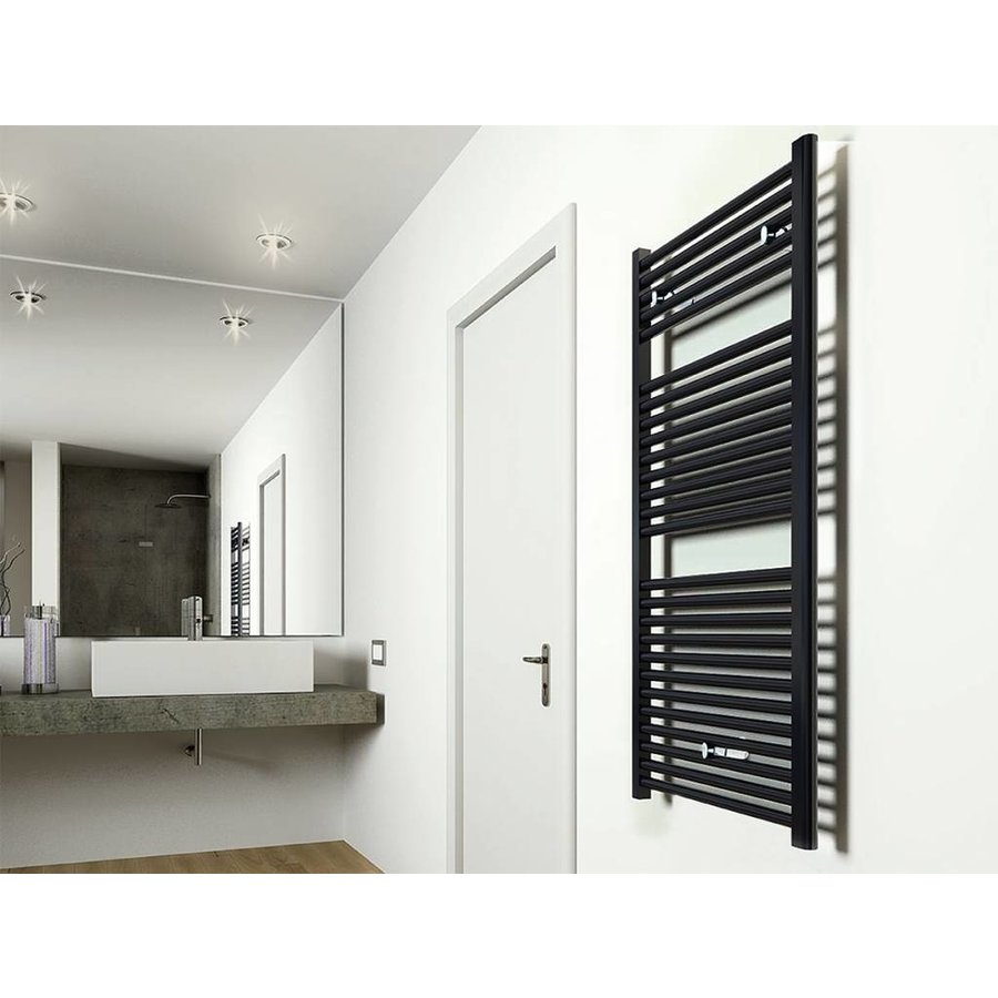 Sierradiator Heka Midden Onder Aansluiting Mat- Zwart 118,5X60 Cm