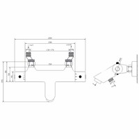 Thermostatische Badmengkraan Rimini H.O.H. 15 Cm Mat Zwart