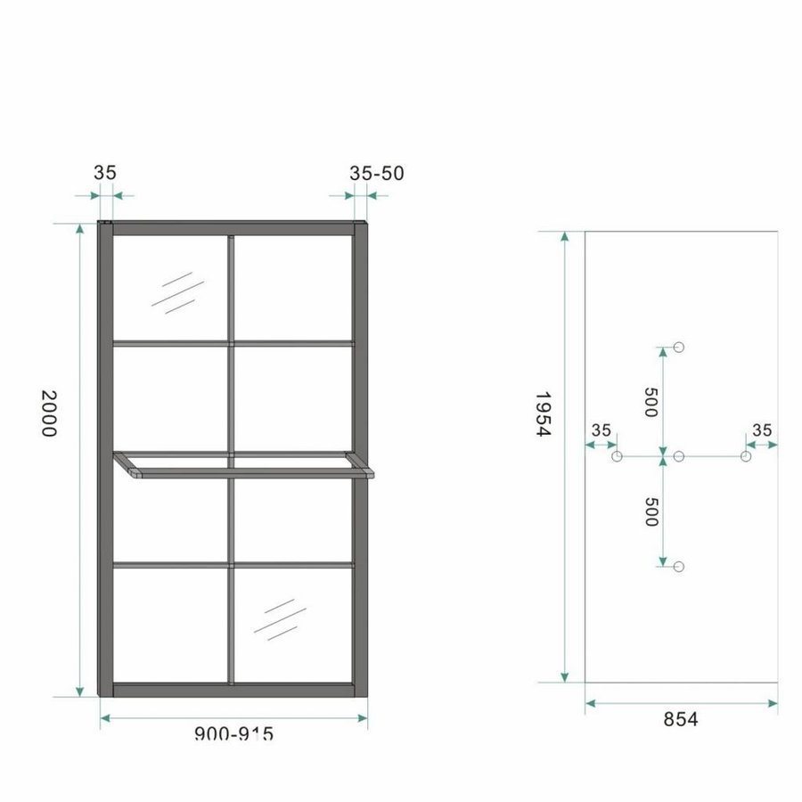 Inloopdouche Zwart Black Met Handdoekbeugel 10Mm Nano Coating (90 Of 100 Cm)