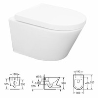 UP320 Toiletset 42 Aqua Splash Rimless MAT wit Met bril en Drukplaat