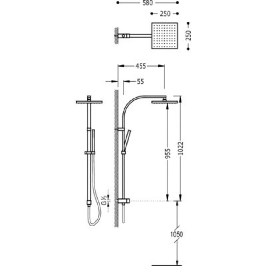 Barras Y Ducha Antikalk doucheset CUADRO Hoofddouche 250x250 mm 107131