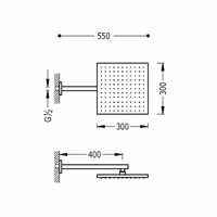 Barras Y Ducha Douchearm voor aan de muur met antikalk 300x300 mm 134433