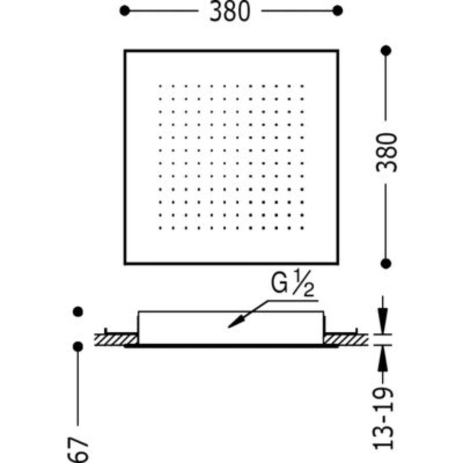 Barras Y Ducha Antikalk douchekop RVS 380x380 mm 134944