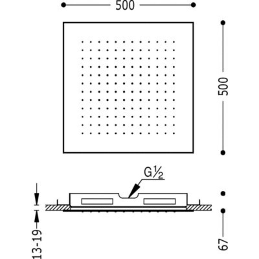 Barras Y Ducha Antikalk douchekop RVS 500x500 mm 134951