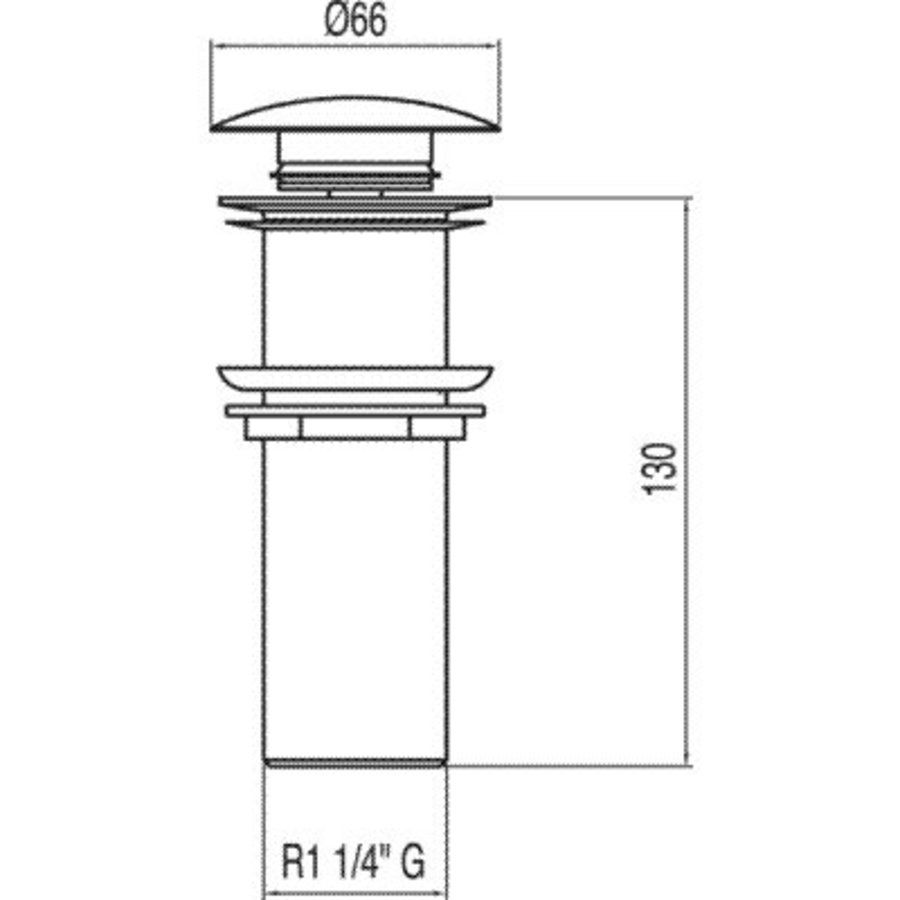 Complementos Afvoerplug zonder overloop Ø 66 mm CLICK‑CLACK 13454030