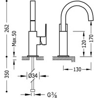 Cuadro Wastafelmengkraan uitloop 22x22 mm 106605