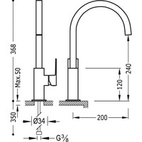 Cuadro Wastafelmengkraan uitloop 22x22 mm 106607