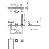 Cuadro Badrandcombinatie CUADRO met waterval en handdouche antikalk 10716102