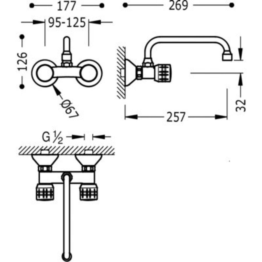 Ese-23 Inbouw keukenset Afstand vanaf muur 260 mm 123215