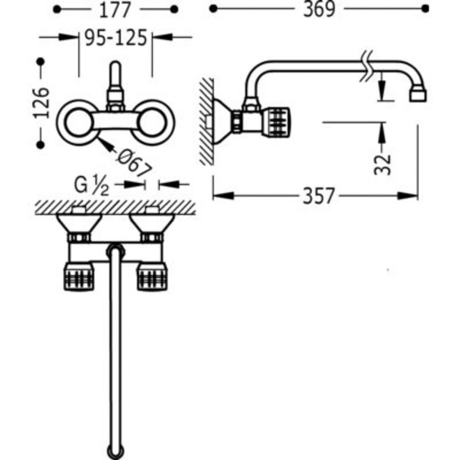 Ese-23 Inbouw keukenset Afstand vanaf muur 360 mm 123230