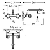 Ese-23 Inbouw keukenset Afstand vanaf muur 360 mm 123330