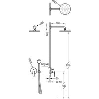 Flat Inbouwd met doucheset FLAT met geintegreerde mengkraan 20418002