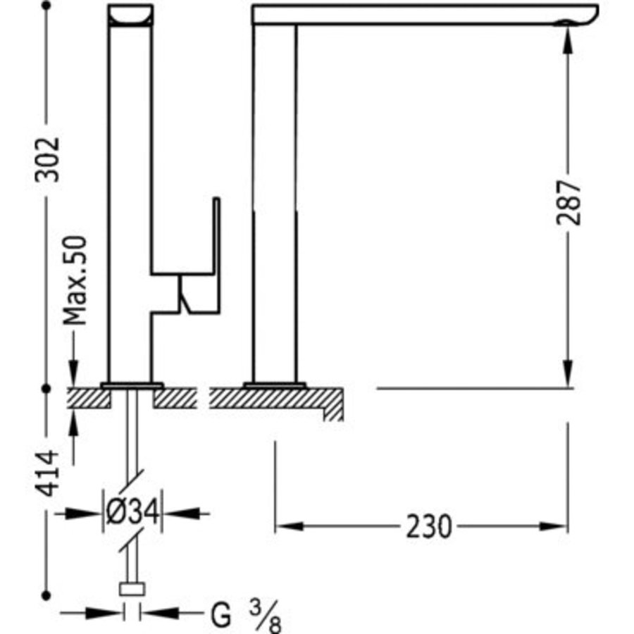 Loft Wastafelmengkraan uitloop 35x15 mm 20020503