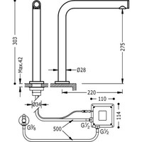 Max Elektronische wasbakkraan 1 uitgang TOUCH‑TRES met soft touch systeem 161445