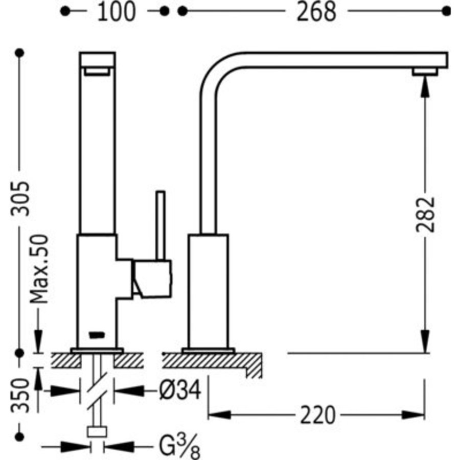 Top Keukenkraan CUADRO‑TRES uiloop 35x15 mm 130496