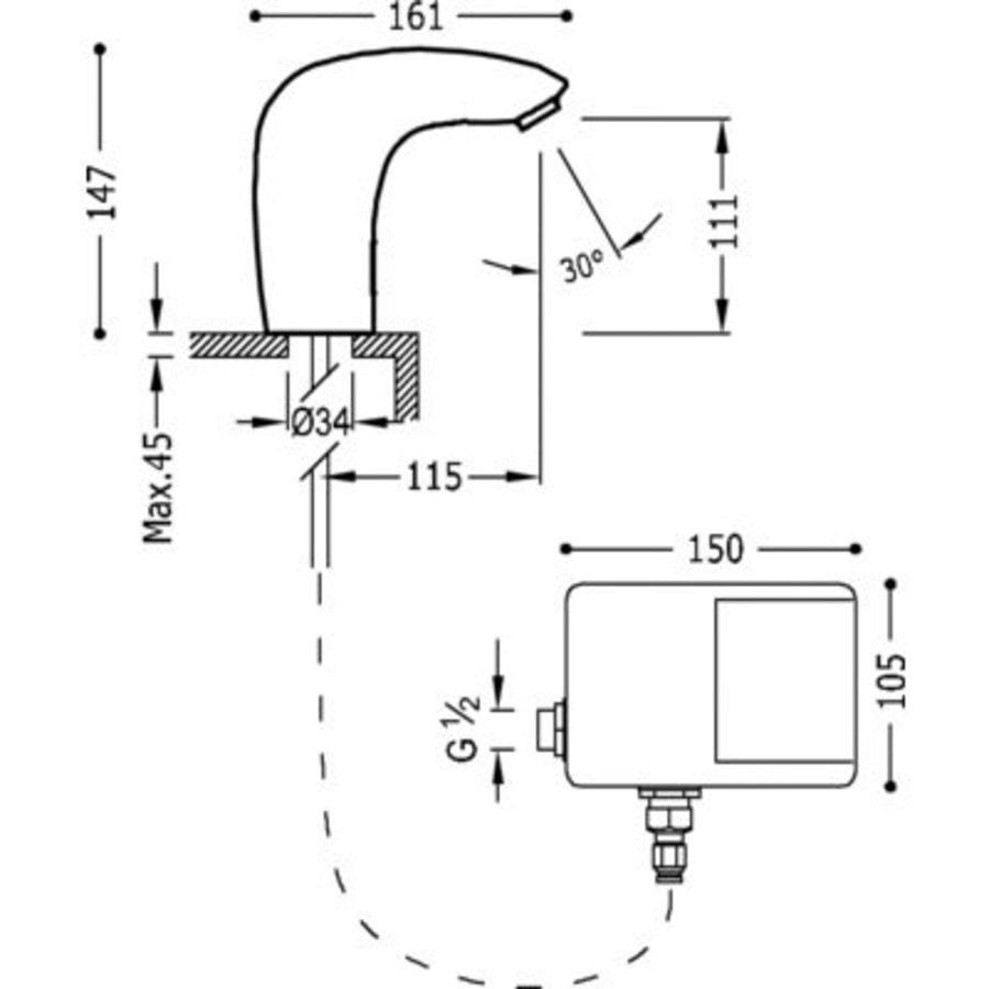 Trestronic Elektronische wasbakkraan 1 uitgang Bediening met infraroodsensor 19260603