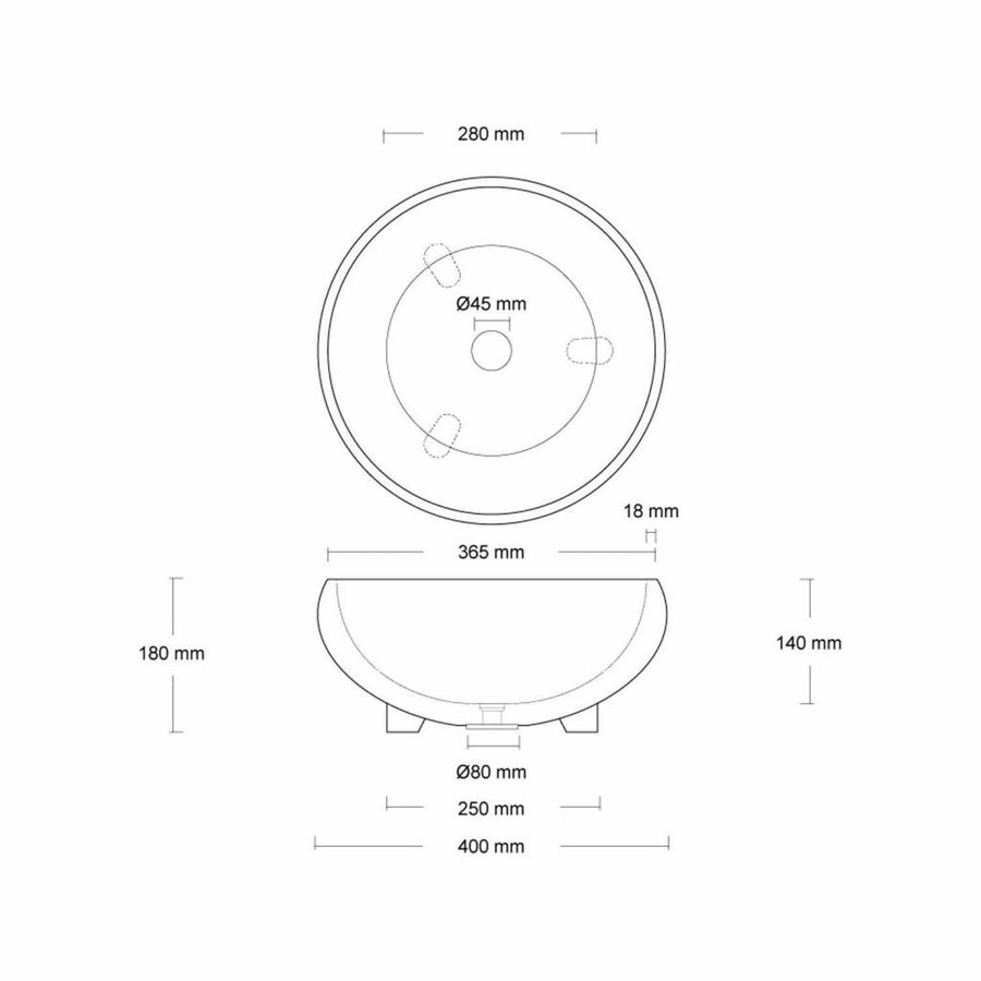 Opzet Wastafel  Bulbo Beton 40x18 cm (6 Kleuren)