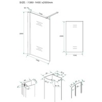 Wiesbaden inloopdouche + muurprofiel 1400x2000 8mm NANO glas