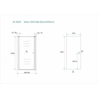 Wiesbaden nisdeur met profiel 600x2020 8mm NANO glas